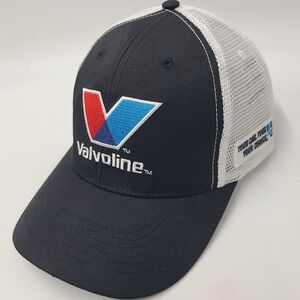 Valvoline Hat Adjustable Trucker Mesh Black White Auto Bumper Racing Logo Men